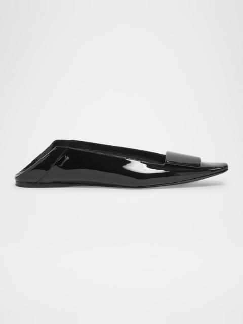 SAINT LAURENT Poppy Patent Buckle Foldable Ballerina Flats
