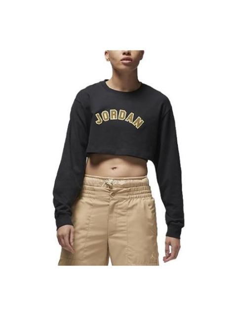 Jordan (WMNS) Air Jordan Super Crop Long-Sleeve Graphic T-Shirt 'Black' FD0107-010