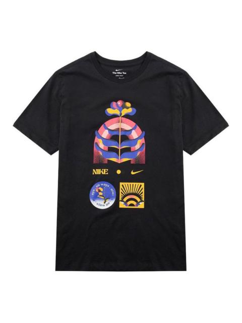Nike Nike Printing Pattern Round Neck Short Sleeve Black DM5431-010