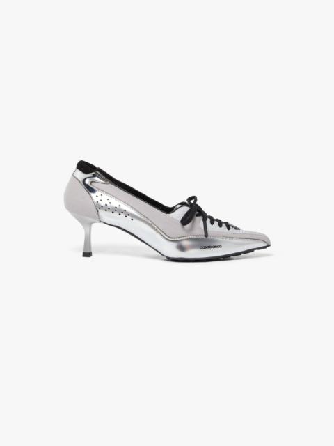 CASABLANCA Silver Leather Heeled Sneaker Pumps | Casablanca Paris