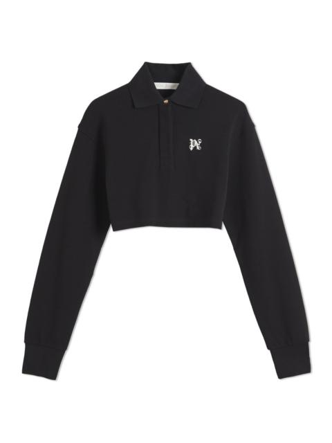 Palm Angels Palm Angels PA Monogram Cropped Long Sleeve Polo