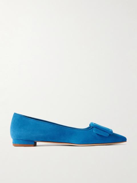 Manolo Blahnik Maysale Suede Point-toe Flats