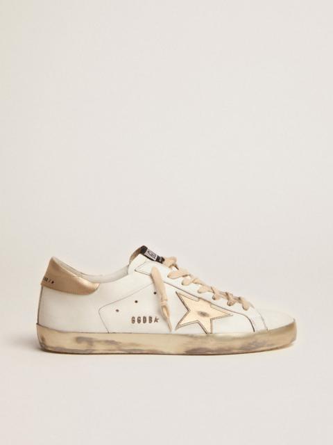 Golden Goose Men's Super-Star with gold sparkle foxing and lettering