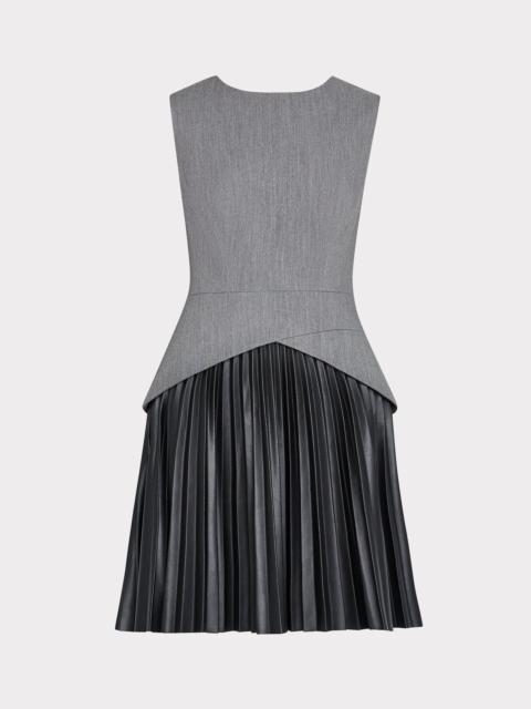 MILLY Haddy Leather Pleated Combo Mini Dress