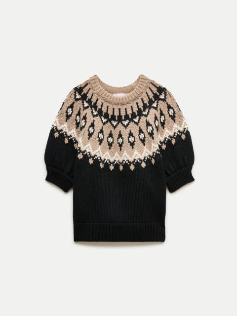 J.CREW Short-sleeve Fair Isle sweater in cotton