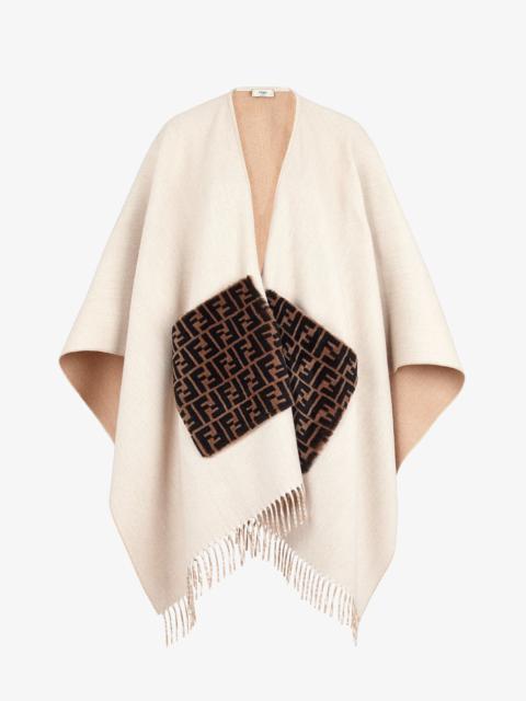 FENDI Beige wool and cashmere poncho
