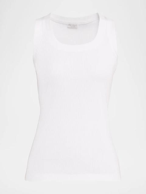Brunello Cucinelli Sparkle Rib Knit Tank Top