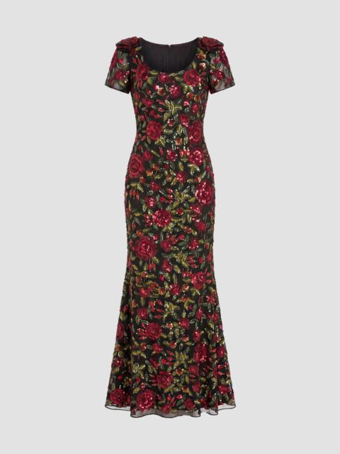 MAC DUGGAL Women's Floral-Sequined Mesh Mermaid Gown - Black Multi
