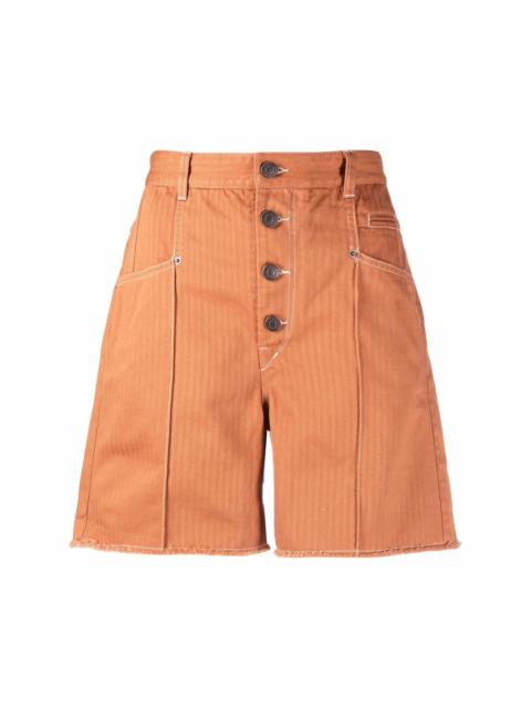 button-fastening cotton shorts