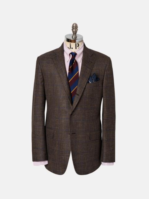 J. PRESS MADE-IN-USA GREY & BROWN PLAID WOOL/LINEN SPORT COAT