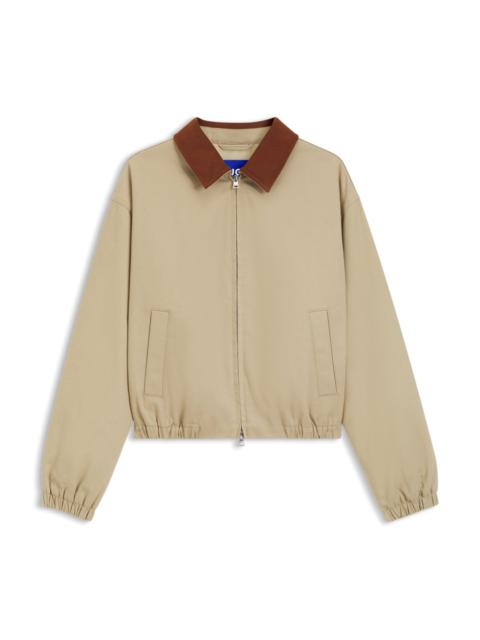 HUGO STRETCH-COTTON JACKET WITH CONTRAST CORDUROY COLLAR