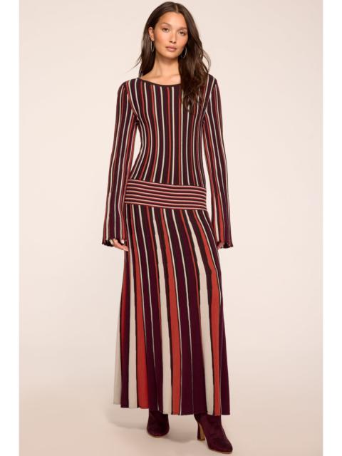 RAMY BROOK Hope Striped Knit Long Sleeve Designer Maxi Dress