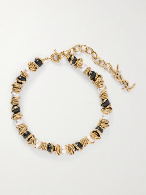 SAINT LAURENT Gold-tone And Faux Pearl Bracelet