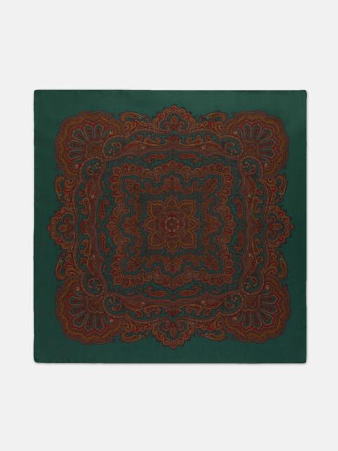 J. PRESS MADE-IN-USA GREEN PAISLEY SILK POCKET SQUARE