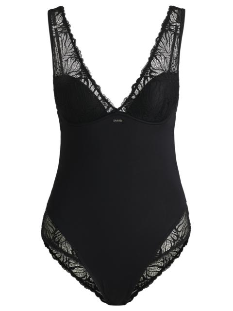 BOSS LACE-TRIM BODYSUIT WITH LOGO DETAIL