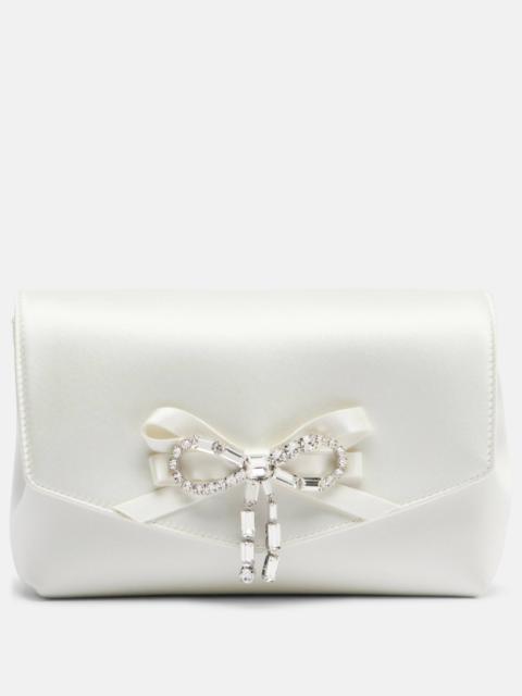 JIMMY CHOO Soft Bow Mini embellished satin clutch