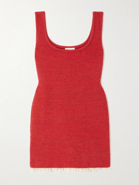 MAGDA BUTRYM Cotton Crochet-trimmed Ribbed-knit Mini Dress