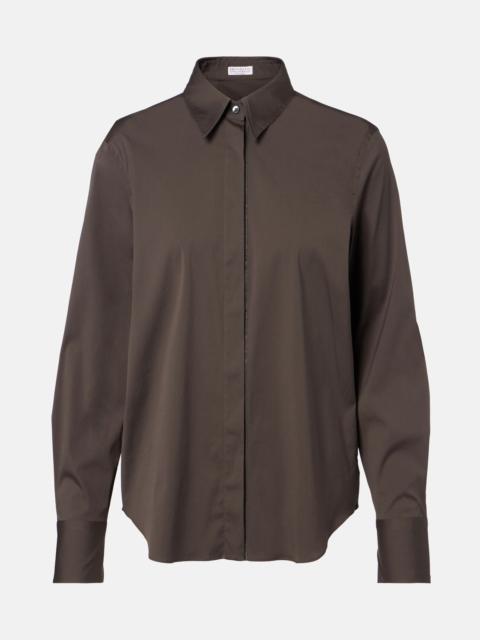 Brunello Cucinelli Monili cotton-blend poplin blouse