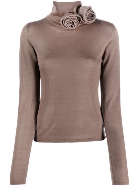 Blumarine floral-appliquÃ© fine-knit T-shirt