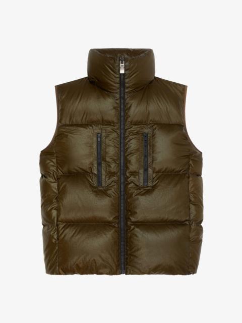 SLEEVELESS PUFFER JACKET IN EMBROIDERED NYLON