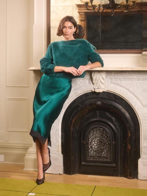 CAMI NYC MURIEL SILK MIDI SKIRT DARK GREEN