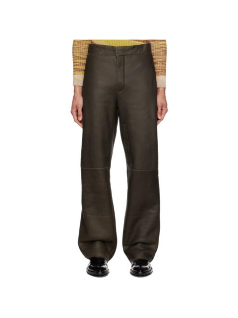 Khaki 'Le Pantalon Pastre' Leather Pants