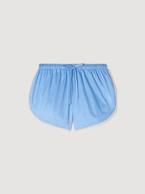 Sandro BEADED TRIM COTTON SHORTS