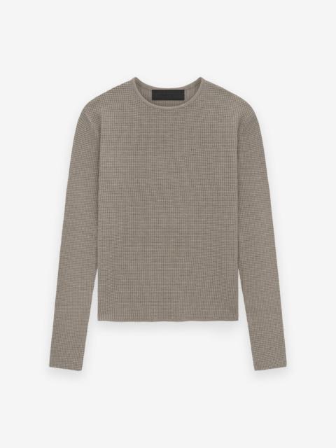 ESSENTIALS Women's Waffle Fitted Long Sleeve Sweater