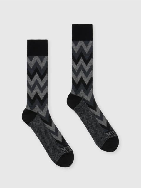 Missoni Zig zag cotton blend socks with logo lettering