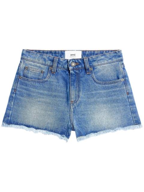 AMI Paris frayed denim mini shorts