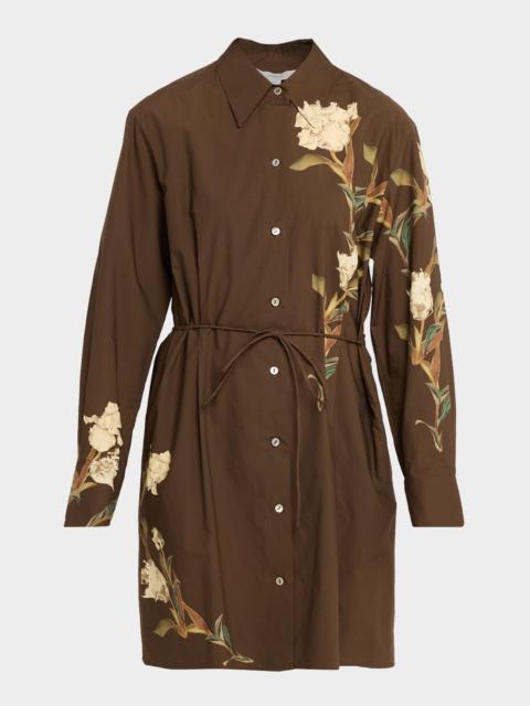 Vince Long-Sleeve Placed Iris Cotton Shirtdress