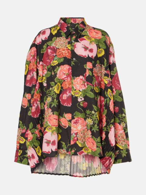 Junya Watanabe 꽃 인쇄 주름 셔츠