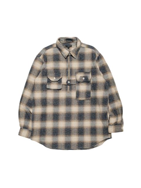 Engineered Garments Binocular Shirt Khaki Cotton Heavy Shadow Plaid Flannel