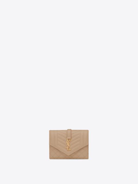 envelope flap card case in mix matelassé grain de poudre embossed leather