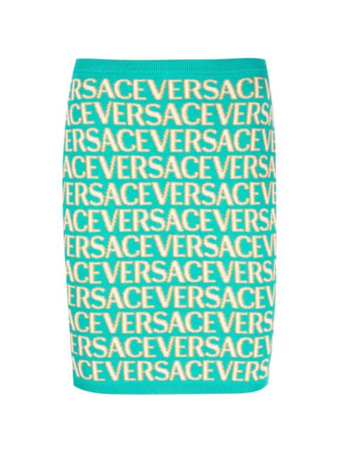 VERSACE Allover logo-print knitted skirt