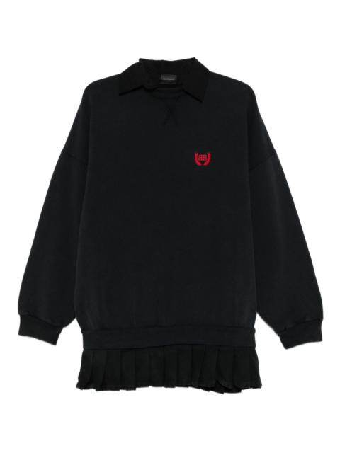 BALENCIAGA embroidered pleated mini dress