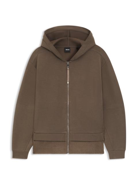 BOSS ZIP-UP HOODIE IN MIXED MATERIALS