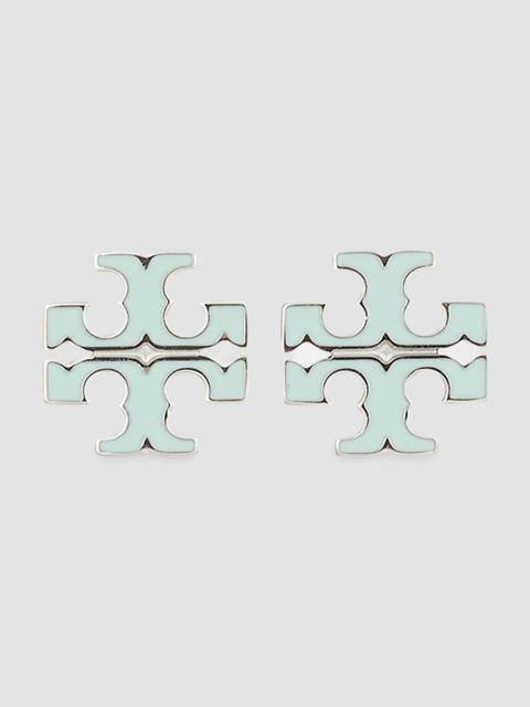 TORY BURCH Women's Small Icon Enamel Stud Earrings - Tory Silver Mint