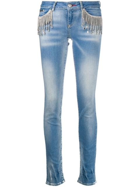PHILIPP PLEIN crystal-fringe slim-fit jeans