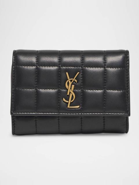 YSL Slim Trifold Wallet in Quilted Leather