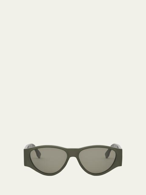 FENDI Men's FF Squared Acetate Oval Sunglasses