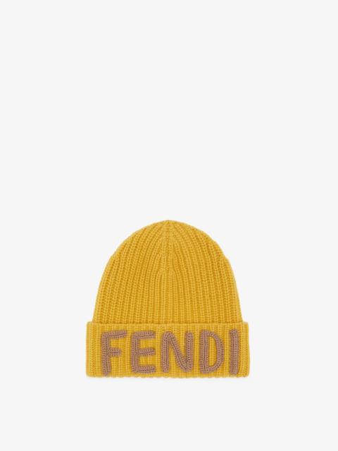 FENDI Yellow wool beanie