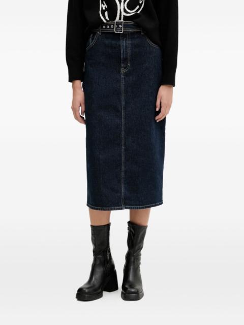 HUGO belted denim midi skirt
