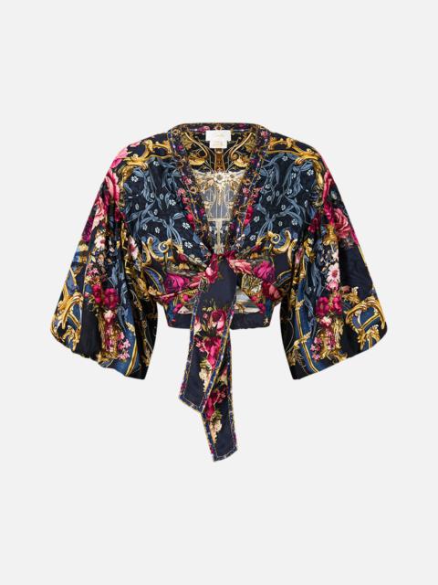 CAMILLA TIE FRONT PUFF SLEEVE TOP