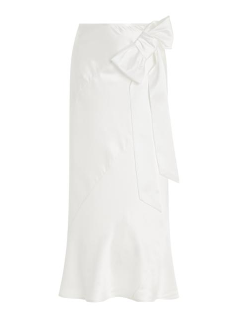 Simone Rocha Spiral Bow-Detailed Silk Midi Skirt ivory