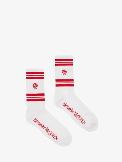 Alexander McQueen Skull Sport Socks in Off White