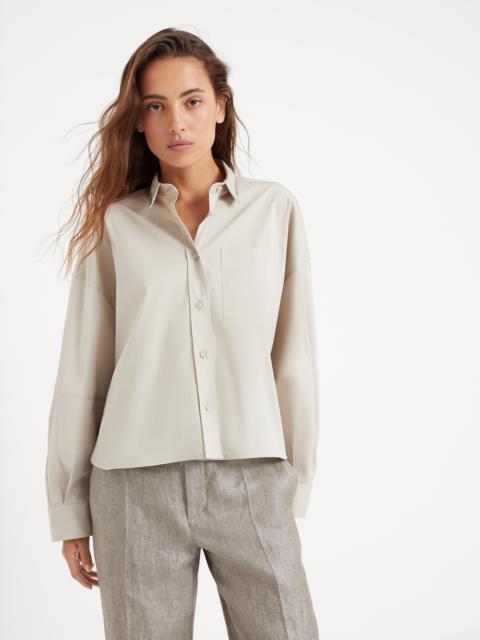 Brunello Cucinelli Stretch cotton poplin shirt with shiny collar trim