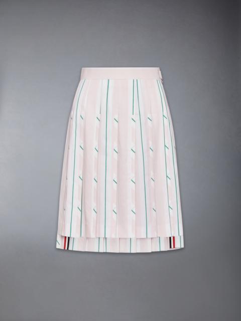 Thom Browne MADRAS COTTON STRIPED PLEATED SKIRT
