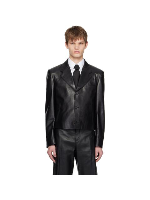 FERRAGAMO 슬림 컷 싱글 브레스트 가죽 blazer