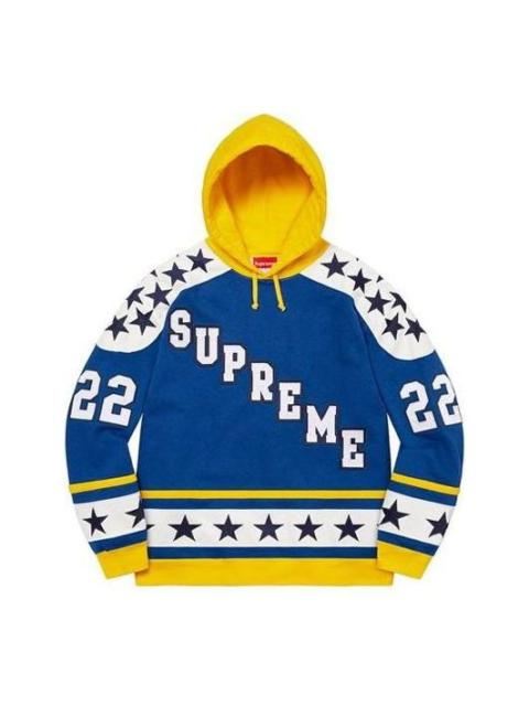 Supreme Supreme Hockey Hooded Sweatshirt 'Blue White Yellow' SUP-FW22-095